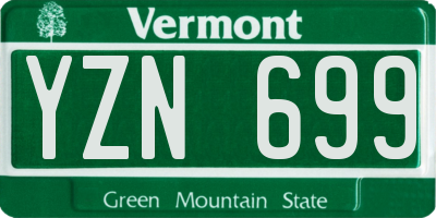 VT license plate YZN699