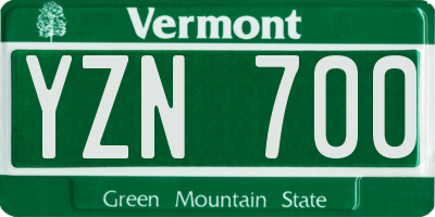 VT license plate YZN700
