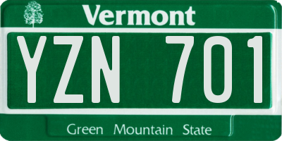 VT license plate YZN701