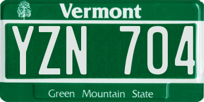 VT license plate YZN704