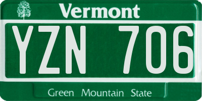 VT license plate YZN706