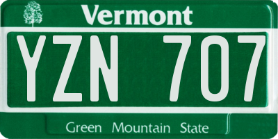 VT license plate YZN707