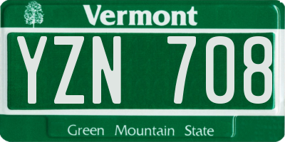 VT license plate YZN708