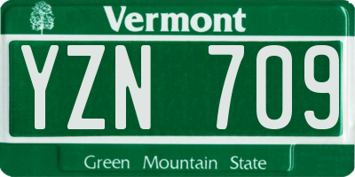 VT license plate YZN709
