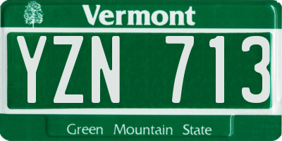 VT license plate YZN713