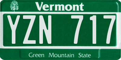 VT license plate YZN717