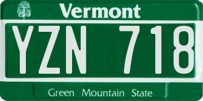 VT license plate YZN718