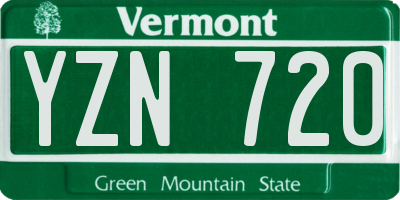 VT license plate YZN720