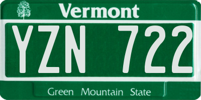 VT license plate YZN722