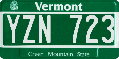 VT license plate YZN723