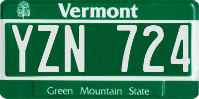 VT license plate YZN724