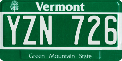 VT license plate YZN726