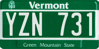 VT license plate YZN731