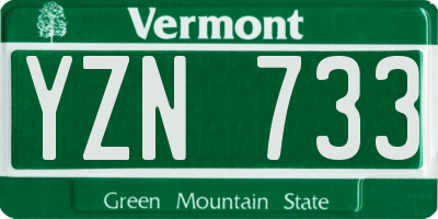 VT license plate YZN733