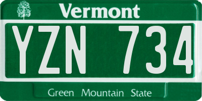 VT license plate YZN734