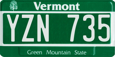 VT license plate YZN735