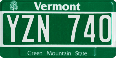 VT license plate YZN740