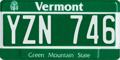 VT license plate YZN746