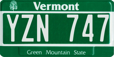 VT license plate YZN747