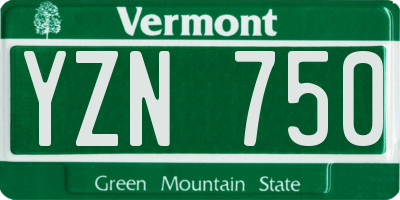 VT license plate YZN750