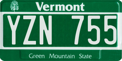 VT license plate YZN755
