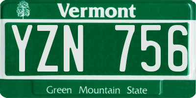 VT license plate YZN756