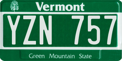 VT license plate YZN757