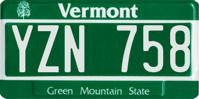 VT license plate YZN758