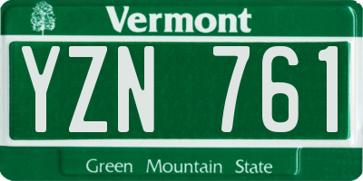 VT license plate YZN761