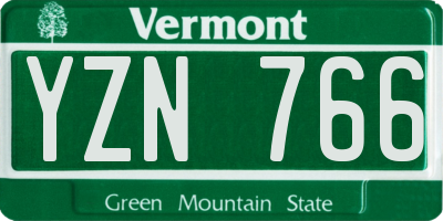 VT license plate YZN766