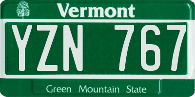 VT license plate YZN767
