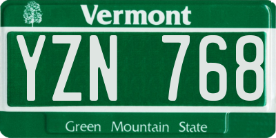 VT license plate YZN768