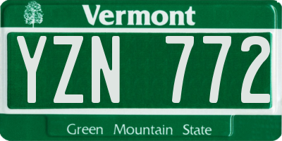 VT license plate YZN772
