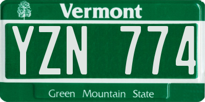 VT license plate YZN774