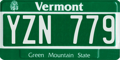 VT license plate YZN779