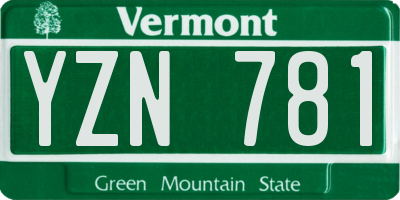 VT license plate YZN781