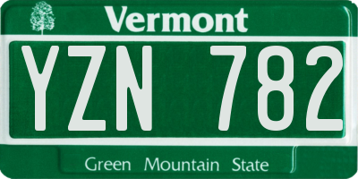 VT license plate YZN782