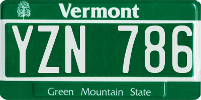 VT license plate YZN786