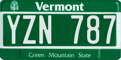 VT license plate YZN787