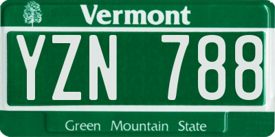 VT license plate YZN788