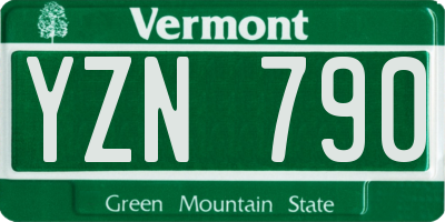 VT license plate YZN790