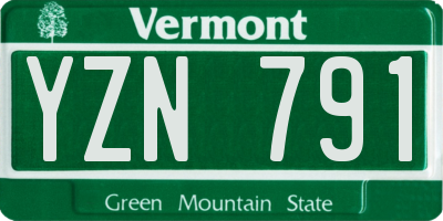 VT license plate YZN791