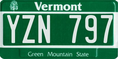 VT license plate YZN797