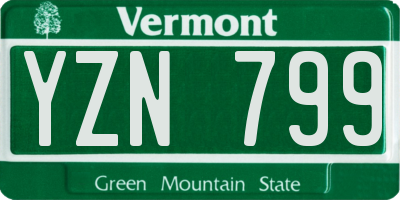 VT license plate YZN799