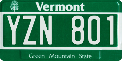 VT license plate YZN801