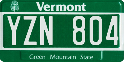 VT license plate YZN804