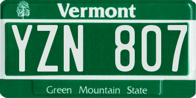 VT license plate YZN807