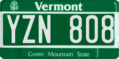 VT license plate YZN808