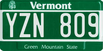 VT license plate YZN809