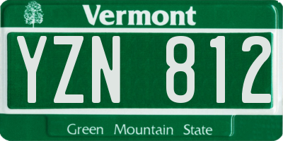 VT license plate YZN812
